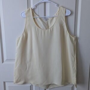 Lafayette 148 Silk Tank Blouse Women Sz XL Butter Yellow Scoop Neck Office Shell